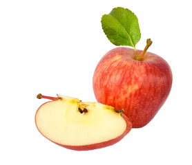apple fruit leaf red isoated white backgroud