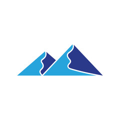 Simple Mountain Logo with Flat Style in Blue Color