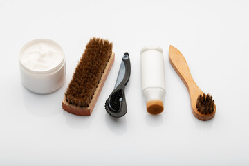 Shoe Polishing Cream And Brushes