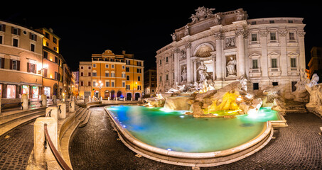 Fototapeta na wymiar View of Rome Di Trevi square with fountain (Fontana di Trevi) in Rome, Italy at night