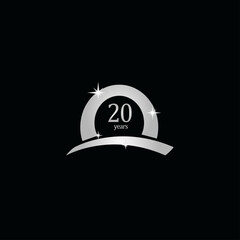 20 Years Anniversary Celebration White Vector Template Design Illustration