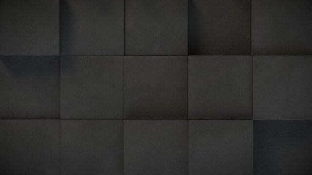 Big black concret cubes background. Seamless loop 3D render animation