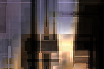 Futuristic abstract geometric wallpaper. Geometrical colorful shapes. Rectangular shapes background. Digital illustration of a tech layout.