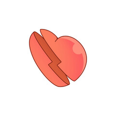 Broken red heart icon. 3d illustration for web banners