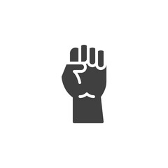 Raised fist vector icon. filled flat sign for mobile concept and web design. Hand raised up glyph icon. Power and solidarity symbol, logo illustration. Vector graphics