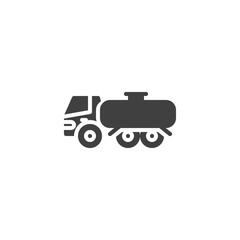 Gasoline tanker vector icon. Oil trailer filled flat sign for mobile concept and web design. Fuel truck glyph icon. Symbol, logo illustration. Vector graphics