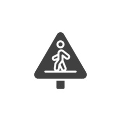 Pedestrian crossing sign vector icon. filled flat sign for mobile concept and web design. Crosswalk glyph icon. Symbol, logo illustration. Vector graphics