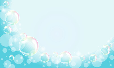 シャボン玉水色背景