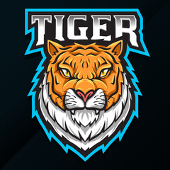 wild animal tiger logo design stock vector illustration