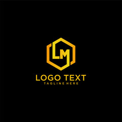 lm logo with attractive shape with vector premium gold color - obrazy, fototapety, plakaty