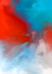 Abstract colorful watercolor on white background. Digital art painting.