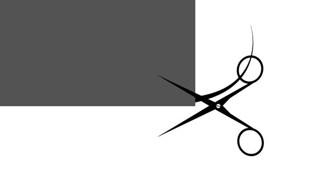 art minimal black barber shop logo of scissors and thin mustache swirling up