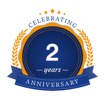 2 Year anniversary celebration vector template illustration