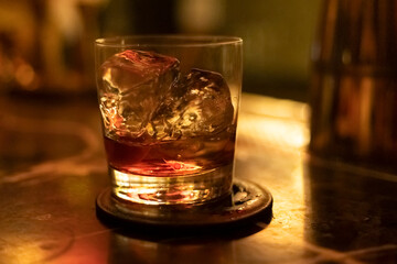 Classic cocktail close up, soft focus