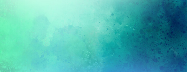 Pastel blue and green background with white paint spray spatter and texture grunge, soft classy spring or Easter colors