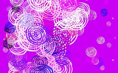 Light Pink vector doodle background with roses.