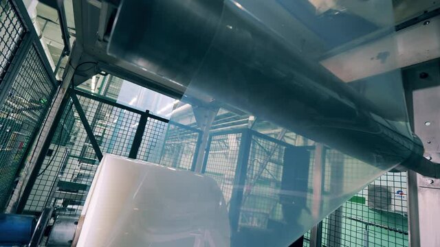 Polyethylene winding up at polymer products factory