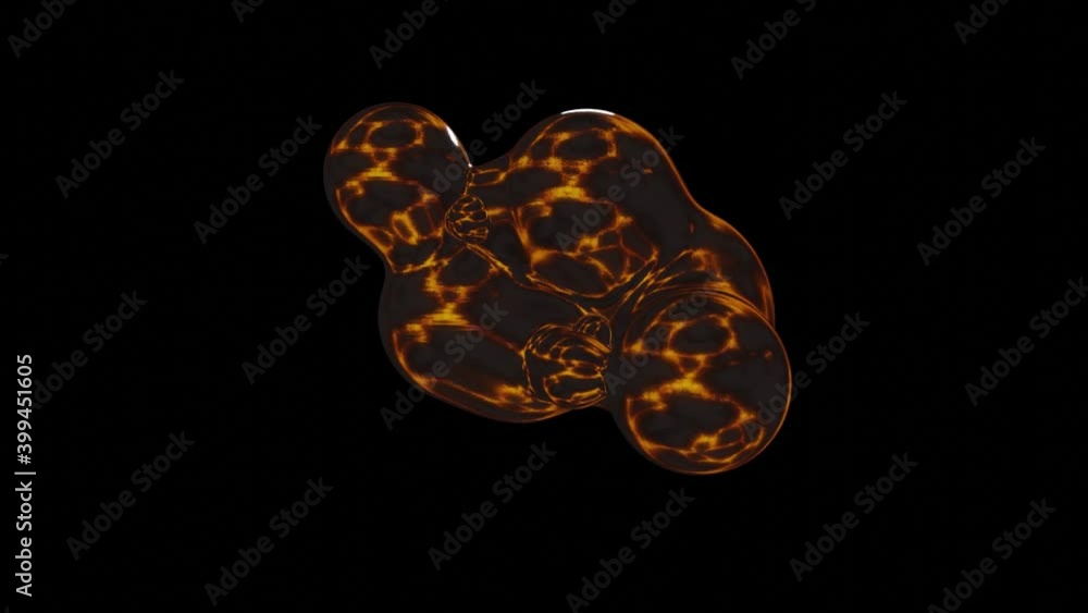 Poster airbuble metaball 3d footage. deforming organic rendering blob realistic animation. fluid shape diss