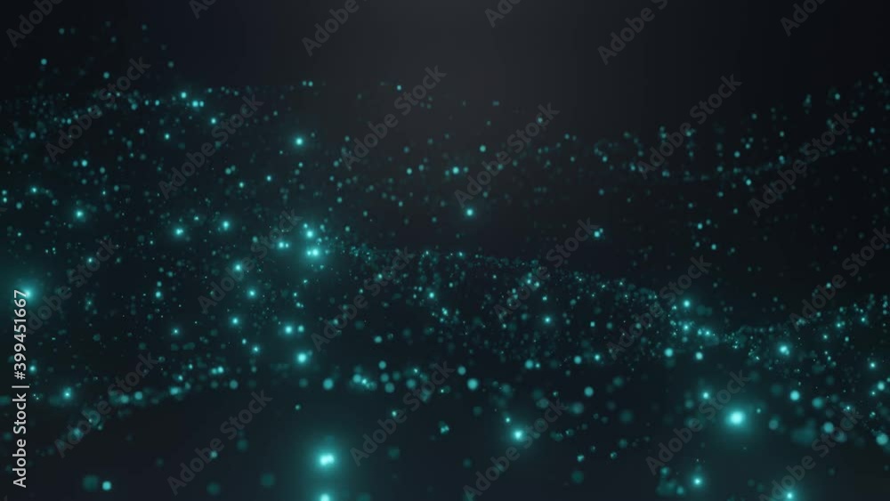 Poster abstract digital particle wave and light abstract background.