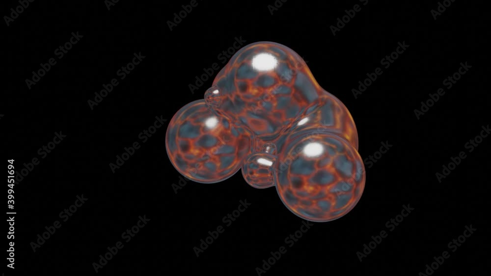 Poster airbuble metaball 3d footage. deforming organic rendering blob realistic animation. fluid shape diss