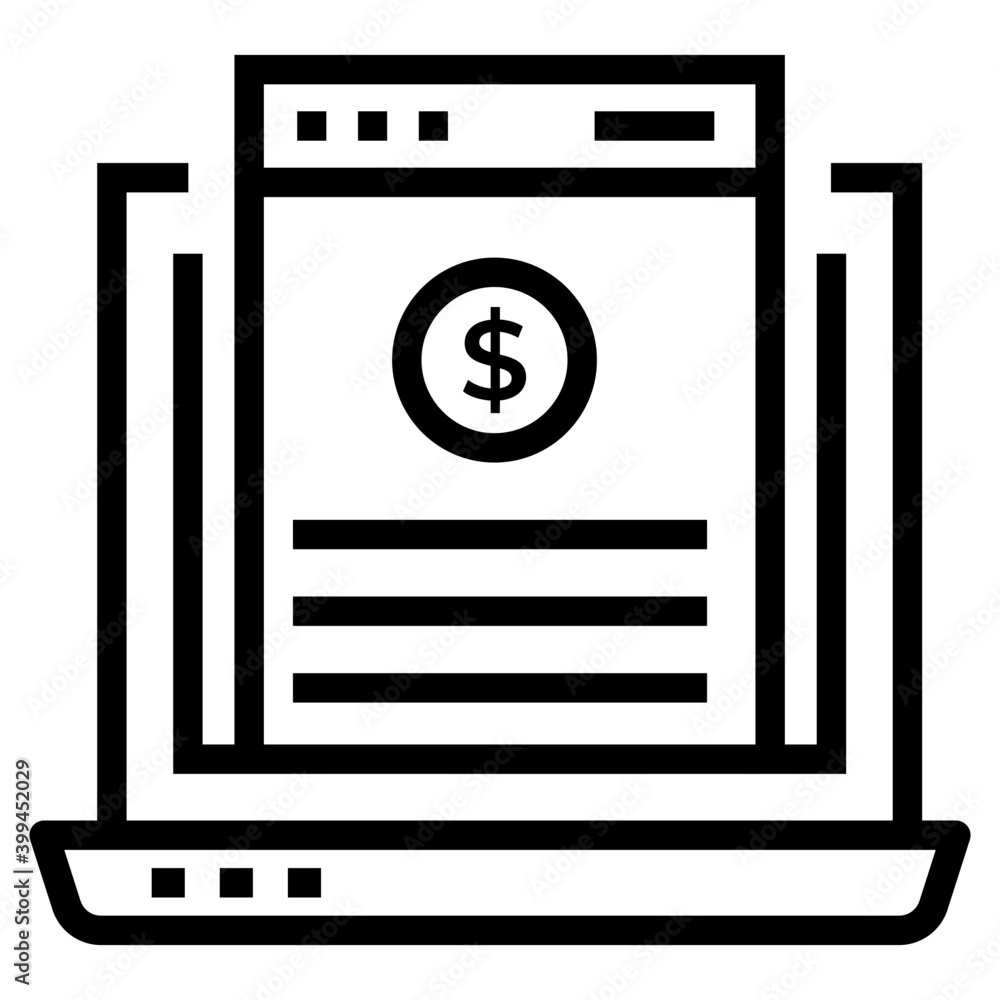 Poster Financial website icon vector in line design 