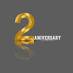 2 Year anniversary celebration vector template illustration