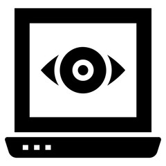 Web eye monitoring icon in glyph design 