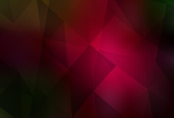 Dark Green, Red vector polygon abstract backdrop.