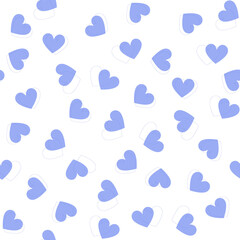 Seamless pattern from blue hearts. Romantic pattern from scattered chaotic two hearts. Endless pattern for valentines, decor, packaging or textiles. Vector illustration. Flat style.

