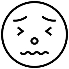 line icon of nervous emoji