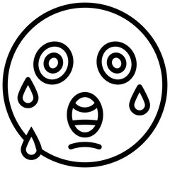 Obraz premium Crying emoji in line icon 