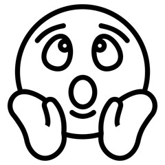 Scared emoji icon line design 