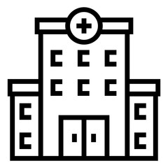 Hospital building in line icon 