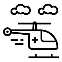 Medical transport helicopter icon line design 