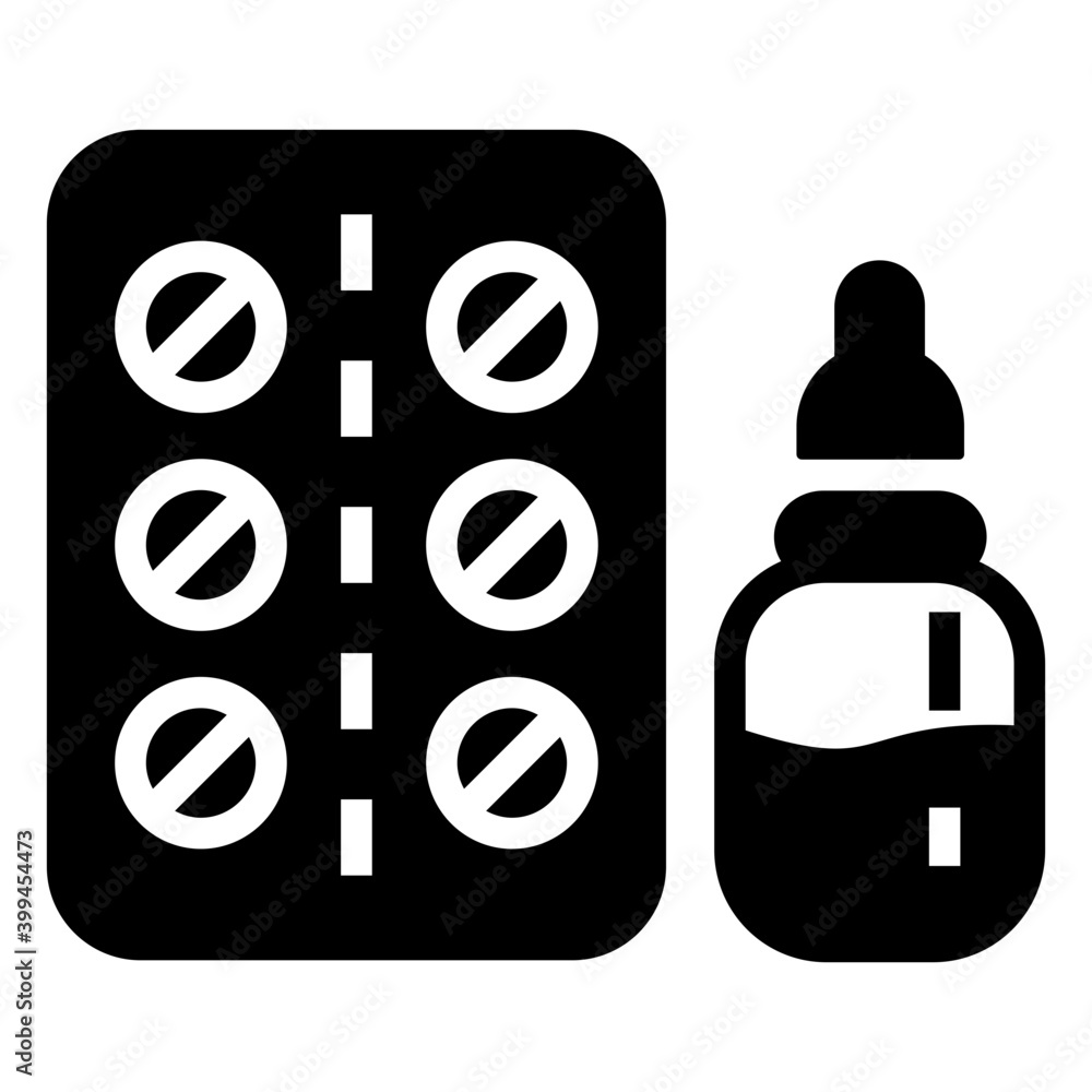 Wall mural Pills strip icon in glyph vector 