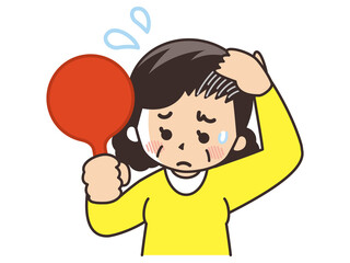 白髪が気になる中年女性