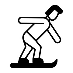 Skiing Concept, downhill Vector Glyph Icon Design, Winter Fall activities Symbol on white background, Cold Weather Sign, Wild Season Elements,
