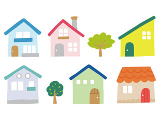 カラフルな家のイラスト