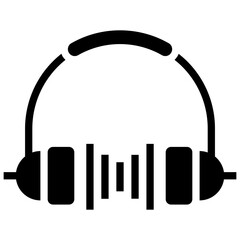 Icon of headphones in glyph design.