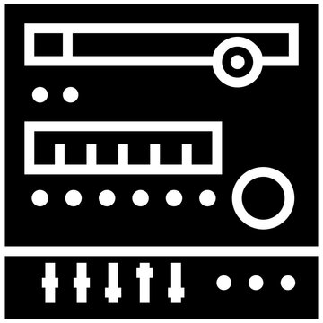 Solid icon of audio dub mixer