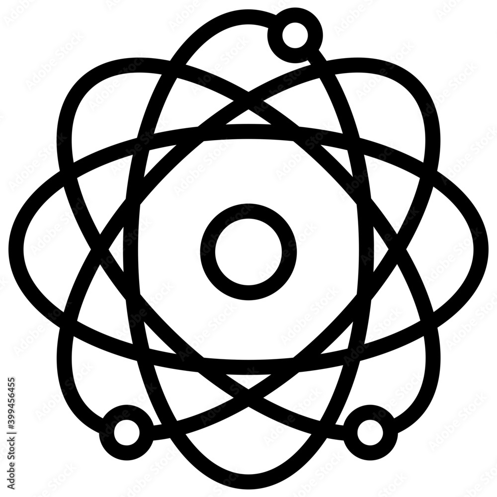 Sticker atom revolving around nucleus depicting nuclear physics