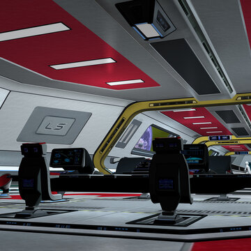 3d render inside of a science fiction spaceship