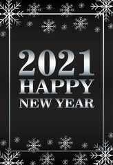 happy new year lettering card with snowflakes frame