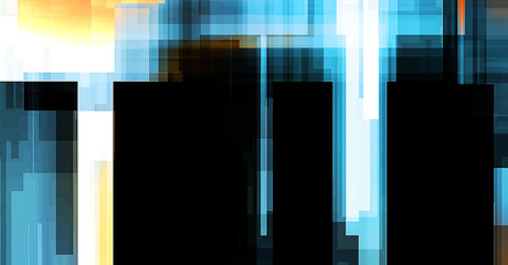 Layers of colorful and vibrant geometrical shapes. Digital illustration of a tech layout. Futuristic design template.