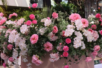 pink flowers  Close-up of beautiful flowers decorated for the event. Selectable focus