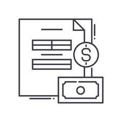 Invoice payment icon, linear isolated illustration, thin line vector, web design sign, outline concept symbol with editable stroke on white background.