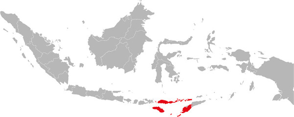 Nusa tenggara timur province isolated on indonesia map. Gray background. Business concepts and backgrounds.