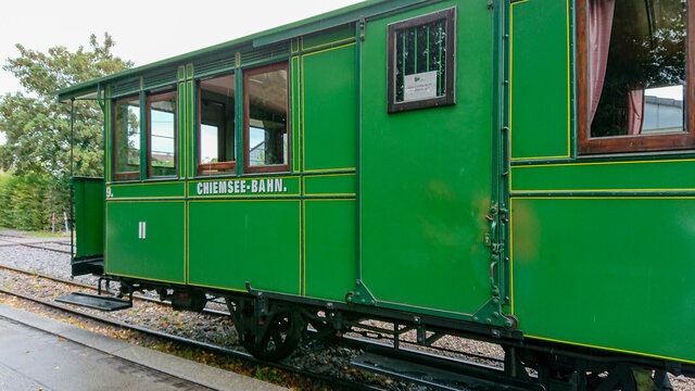 Prien am Chiemsee, Bavaria, Germany - August 30, 2018: Chiemsee-bahn - The train and cars of the tourist railroad were built in 1887