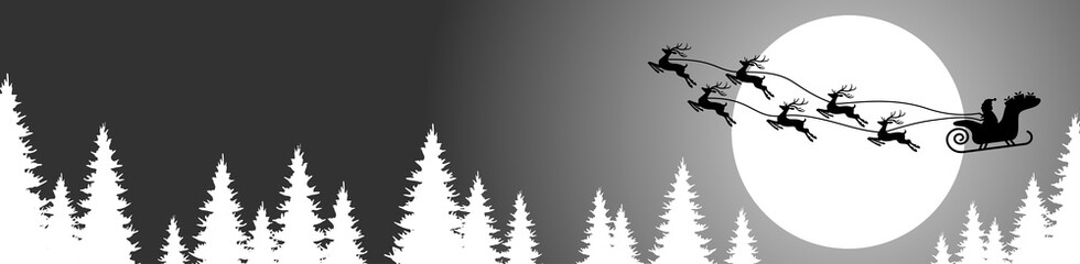 Obraz premium Santa Claus with reindeer fly high