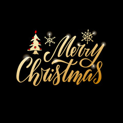 Vector illustration of merry christmas lettering for banner, poster, greeting card, sign board, souvenirs, stickers, clothes design. Handwritten calligraphic text for web or print
